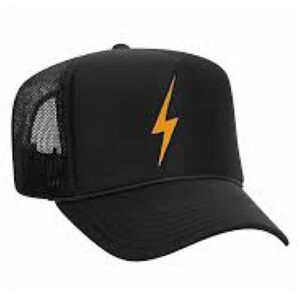 Aviator Nation Black Trucker Hat with Lightning Bolt